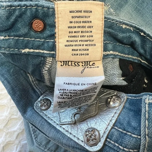 Miss Me Distressed Blue Signature Cuffed Skinny Jeans - Picture 9 of 12